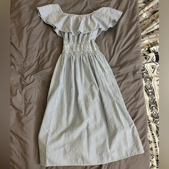 ***SOLD*** Off the Shoulder Striped Blue Dress - Picture 7 of 9